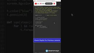 Python Coding Short Video - Square Spiral Tutorial #python #pythonprogramming #pythontutorial