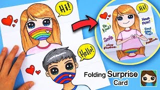 How to Make a 😀 Show Your Smile Behind Your Mask 😄 Folding Surprise Card