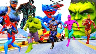 Siêu Nhân Người Nhện Chạy Xe Ô Tô Cứu Hỏa Giải Cứu Siêu Anh Hùng, Avengers Cat Hulk VS Spiderman Car