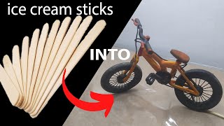 how to made pop stick cycle | ice cream stick craft | pop stick craft | cardboard cycle | mini cycle