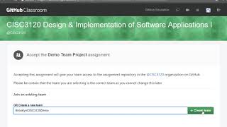Github Classroom: Creating a Team and Accepting a Team Assignment