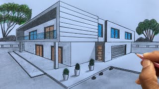 How to Draw a House in Two-Point Perspective Step by Step