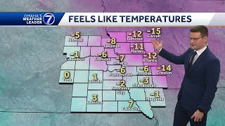 Wind chill back below zero Thursday morning