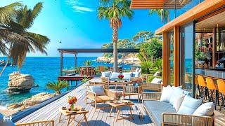 Seaside Cafe Ambience with Sweet Bossa Nova Jazz Music & Ocean Wave Sounds for Uplifting the day
