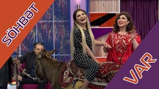 Türkan bəxtinin açılması üçün efirdə eşşəyə mindi - Söhbət var
