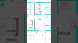 27' x 27' House plan, 2BHK, 27 By 27 Home plan, 27 * 27 House design in Indian style, SOUTH FACE #