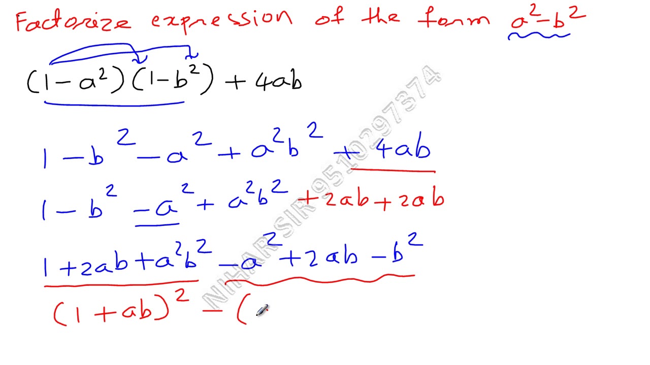 Factorize (1-a^2) (1-b^2)+4ab - YouTube