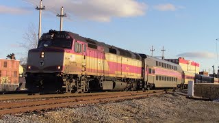 MBTA F40PH-2C 1072/Control car 1522 on Keolis train 211/216 in Haverhill MA January 31st 2023