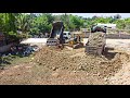 Starting New Project!! Dozer Komatsu D31PX push stone With Dump Truck 5ton