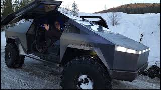 LIFTED TESLA TRUCK comes out snow wheeling with kelowna snow wheelers.