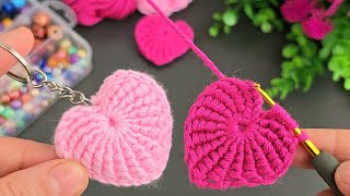 Make MONEY with This SUPER EASY Crochet Mini Heart Keychain! 🥰 Sell and give as a gift.