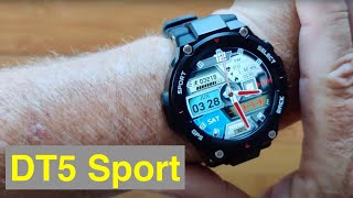 DTNo.1 DT5 Sport 1.45” 454x454px Screen IP68 BT Calling 100+Dials Smartwatch: Unboxing \u0026 1st Look