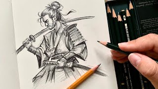 Drawing a Samurai with a Pencil: Step-by-Step Process