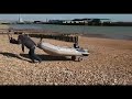 inflatable boat dinghy sib easy launch balloon wheels over shingle. how to info in description.