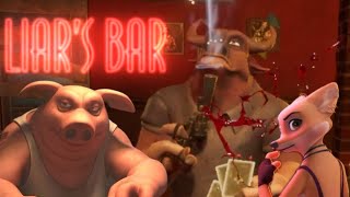 嘘を見破ったものが生き残るバー『Liar’s Bar』をする男たち　ロシアンルーレット篇