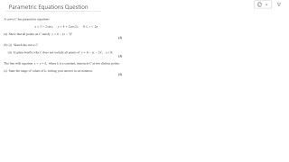 A-level Pure Paper 1 Edexcel 2018 Q14 - Parametric Equations