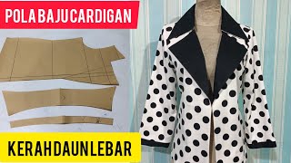 cara membuat pola baju cardigan/ outer kerah lebar #caramudahmembuatpolabajucardiganouterkerahlebar