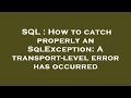 SQL : How to catch properly an SqlException: A transport-level error has occurred
