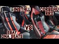 Ebay Racing Seats Vs Corbeau Rrx Seats 82-92 Camaro Install with 3 Point Retractable Harness