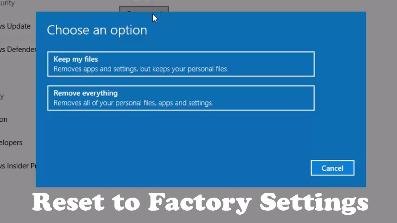 How To Reset Windows 10 To Factory Settings - YouTube