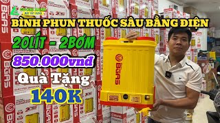 Bình Phun Thuốc Sâu Bằng Điện 20Lít 2Bơm BGAS Giá Chỉ 850K