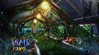 2 Hours Rainy Night Greenhouse Ambience - Harry Potter Inspired - Soothing Rain Soundscape