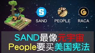 SAND被誉为元宇宙龙头，我发现好的元宇宙币应具有的特点，people，一群人为了买美国宪法副本，建立代币集资，raca，元宇宙的路上，仍需努力