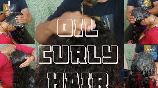 Curly Longhair Oil Care | Over Oil Curly Hair Massage \u0026 Combing |   Oil with Shampoo Fake Headshave👌