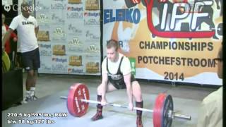 Sergey Fedosienko deadlift 595@127, RAW, World Record