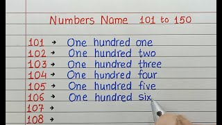 Write number names 101 to 150 in words II 101 to 150 number names II write spelling 101 to 150