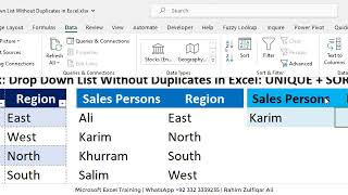 Drop Down List Without Duplicates in Excel: UNIQUE + SORT Function in Excel Formula