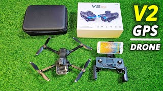 NEW V2 GPS Drone Camera Unboxing! V2 G.P.S Drone 8K Professional Dual HD Camera Brushless Motor🔥