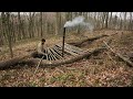 Building a SECRET SHELTER inside Big TREE - Bushcraft SURVIVAL Camping in the Rain with My Dog
