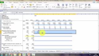 Financial modeling in Excel - Working capital