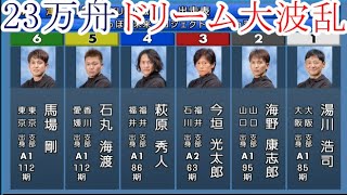 【津競艇】ドリーム23万舟！①湯川浩司②海野康志郎③今垣光太郎④萩原秀人⑤石丸海渡⑥馬場剛