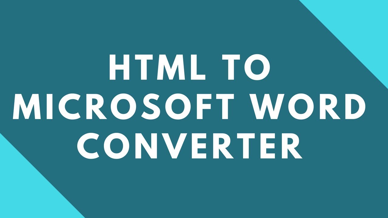 How To Convert HTML To Microsoft Word Document ? - YouTube