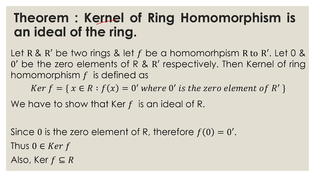 Homomorphism & Isomorphism Of Rings | Kernel Of Ring Homomorphism - YouTube