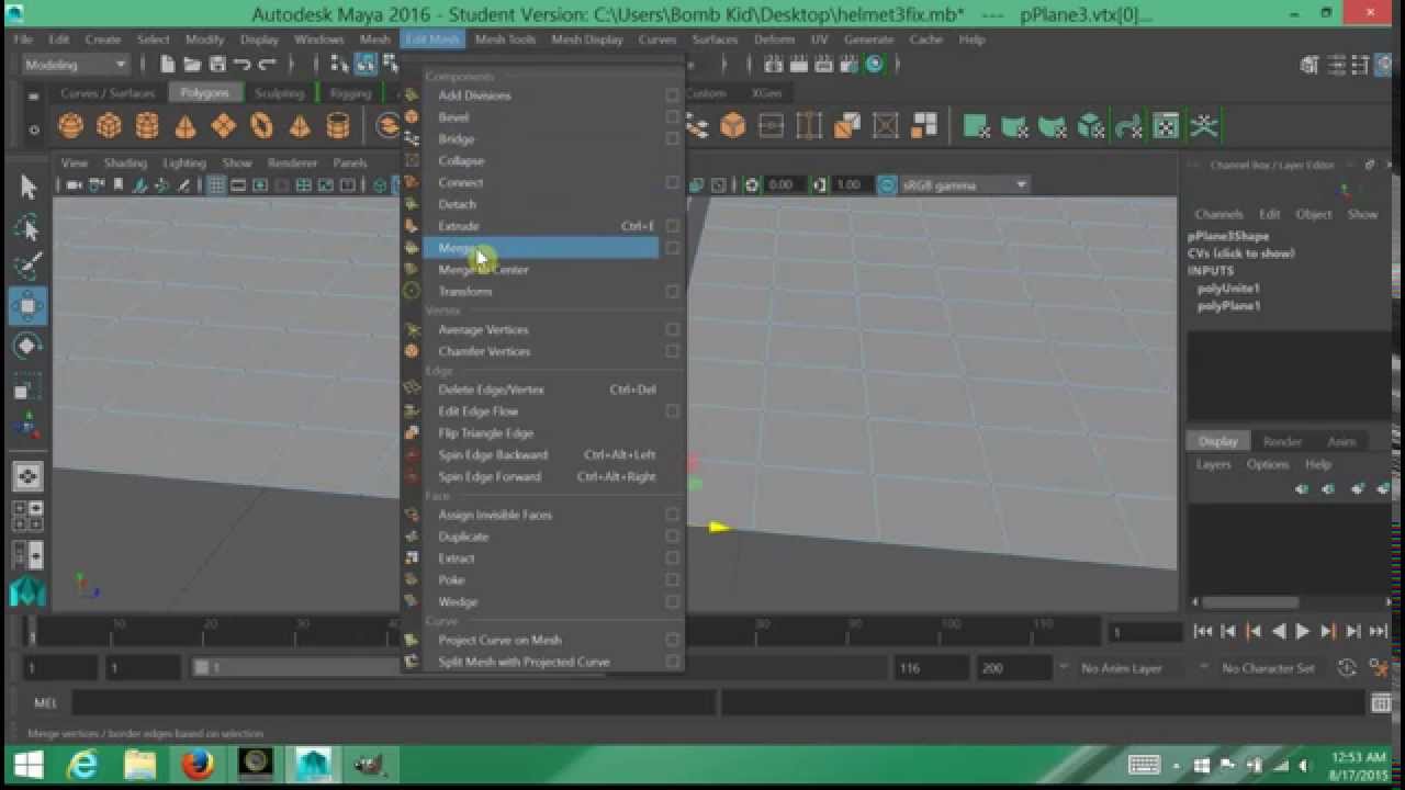 Maya How To Connect And Merge Objects Youtube