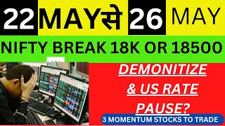 22-26 MAY 2023 NEXT WEEK MARKET TREND 💥DEMONITIZE &US RATE💥3 STOCKS BIG MOVE 15%💥NIFTY LEVELS 17800