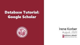 Database Tutorial: Google Scholar