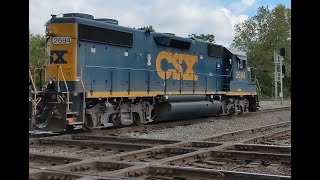 Marion Ohio CSX engine 2694 pulling a train East on Mount Victory Subdivision MT2 out of the yard.