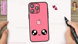 How to Draw a Cute iPhone 15 Pro max Step by step Follow Along video for KIDS