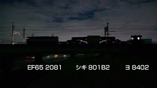 シキ801B2　深夜の多摩川を渡る特大貨物　9497レ　2018.9.29