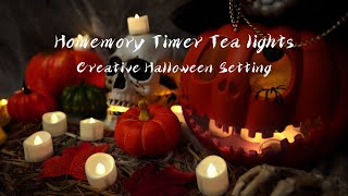 Homemory LED Tea Lights | Halloween Table Top Decor | Pumpkin Tealight Candle