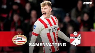 𝐉𝐚𝐫𝐫𝐚𝐝 𝐁𝐫𝐚𝐧𝐭𝐡𝐰𝐚𝐢𝐭𝐞 in 7️⃣ MINUTEN 2️⃣ keer trefzeker🔥 | Samenvatting PSV - FC Emmen