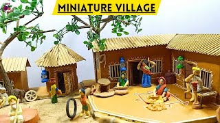 Miniature Village Model with Cardboard and Clay | Mini Farmer | Mini village School Project | Farm