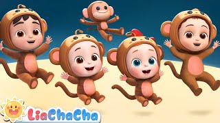 Five Little Monkeys Jumping on the Bed | Play Safe Song | LiaChaCha Nursery Rhymes & Baby Songs