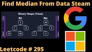 FIND MEDIAN FROM DATA STREAM | LEETCODE # 295 | PYTHON TWO HEAPS SOLUTION