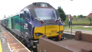 DRS 68028, 68010, 68029 and 68022 pass Leyland working Sellafield to Crewe nukes 01/07/17