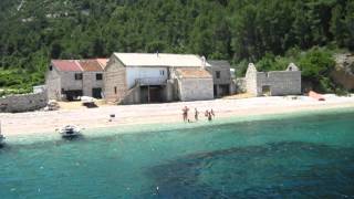 Inlet of Lucisce at island of Hvar and Petar, 9A6A's holiday house at beach